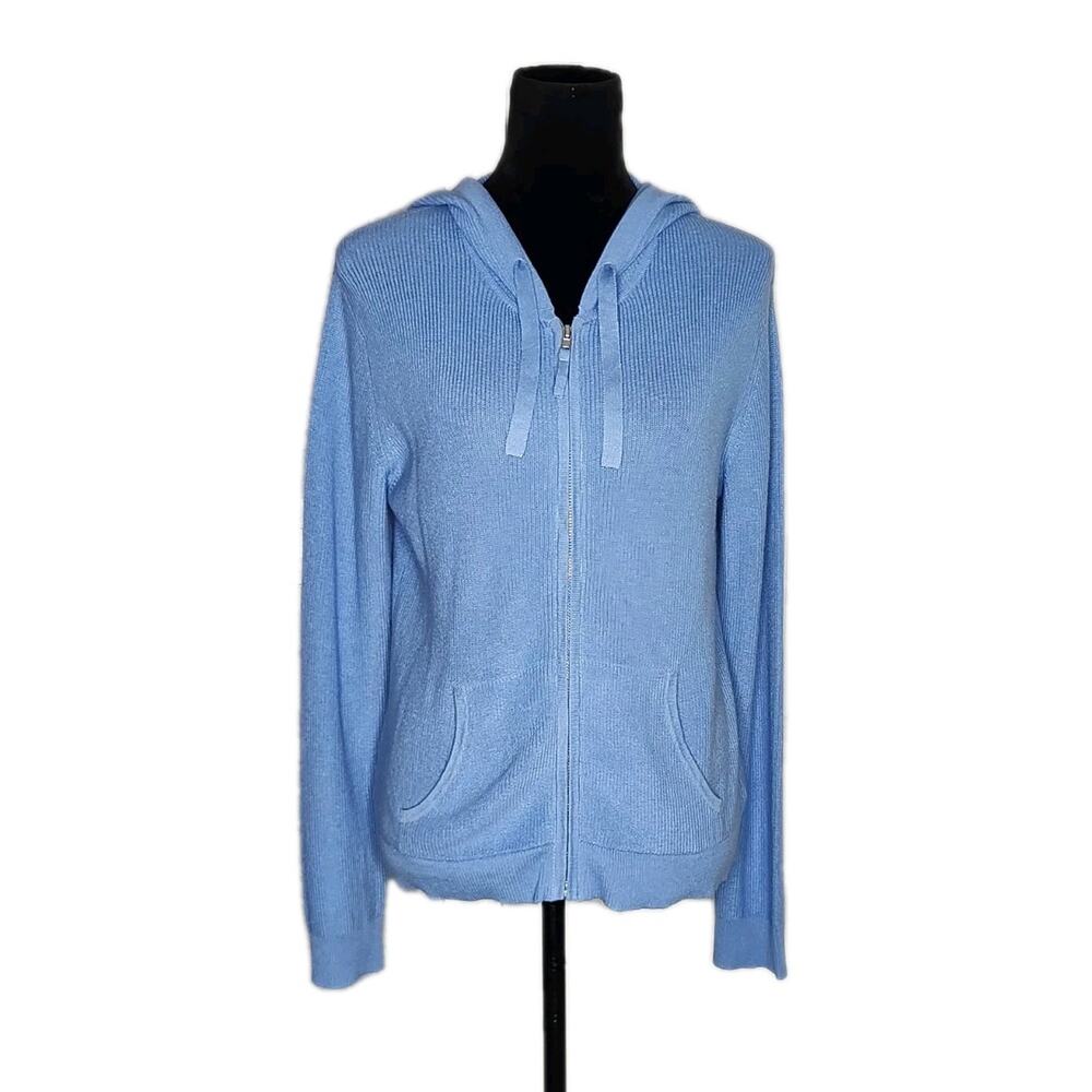 Alashan Cotton Cashmere Terry Stitch Full Zip Hoodie Cardigan Size Medium - Picture 2 of 9